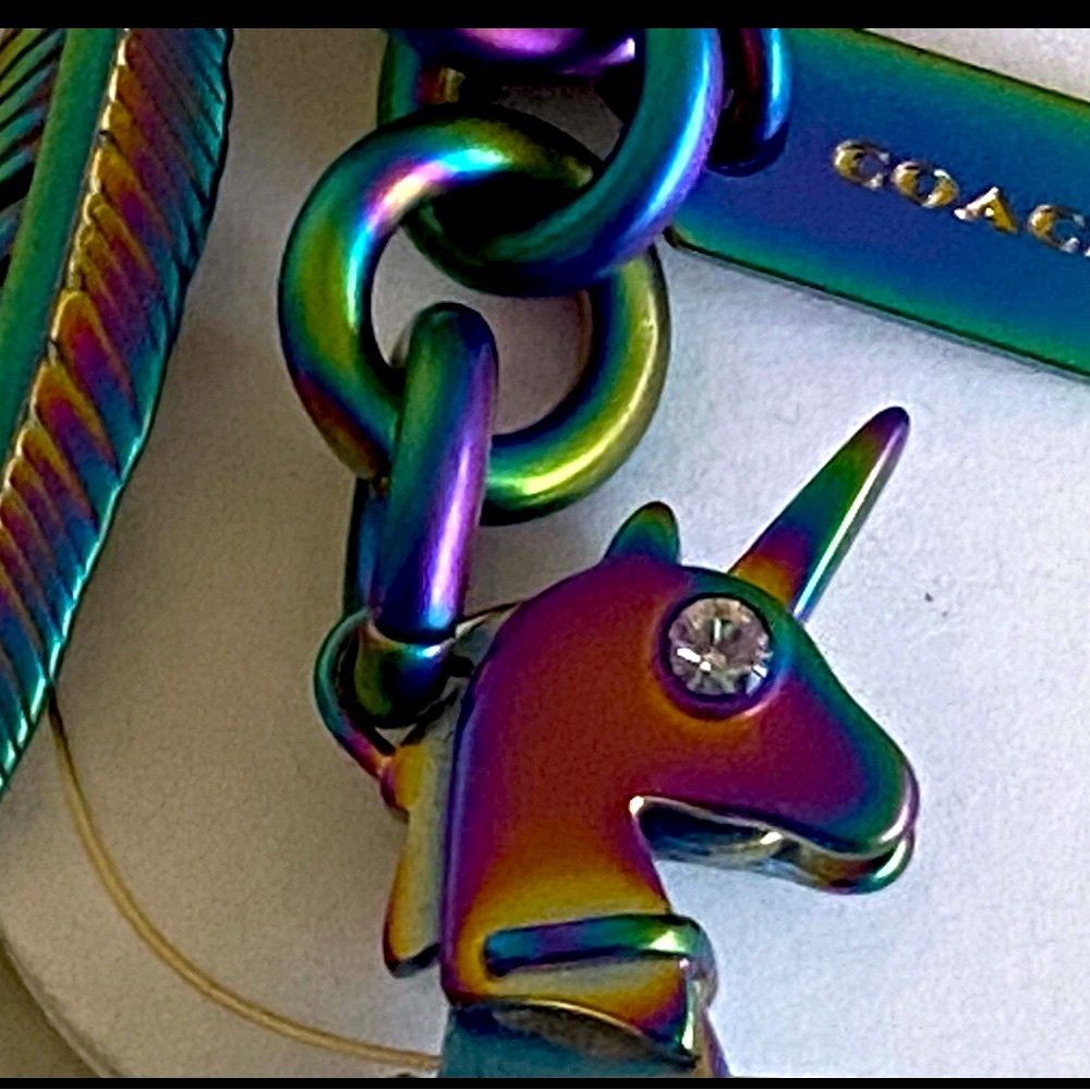 Coach, 3D, oil slick, Iridescent Unicorn, Keychain/fob rare 22949, RARE! - Picture 6 of 13